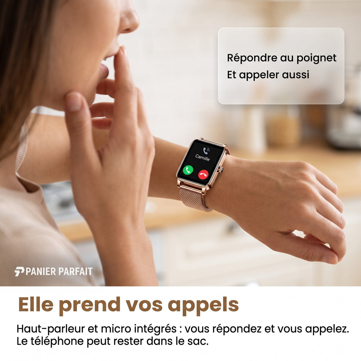 Montre connectée élégante avec suivi santé et fitness