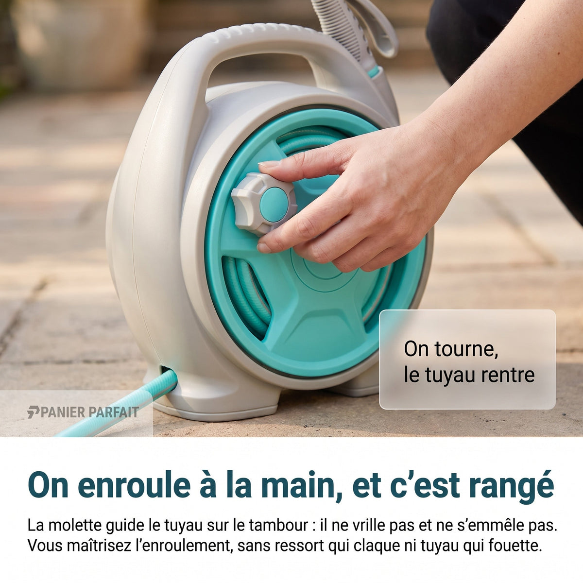 Tuyau d'arrosage rétractable avec enrouleur et pistolet multifonction