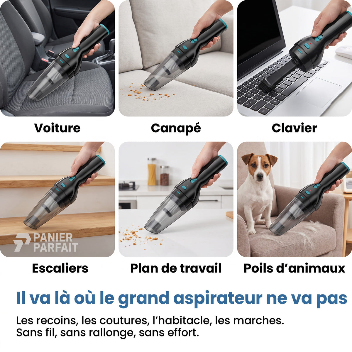 Aspirateur à main puissant sans fil avec station de recharge