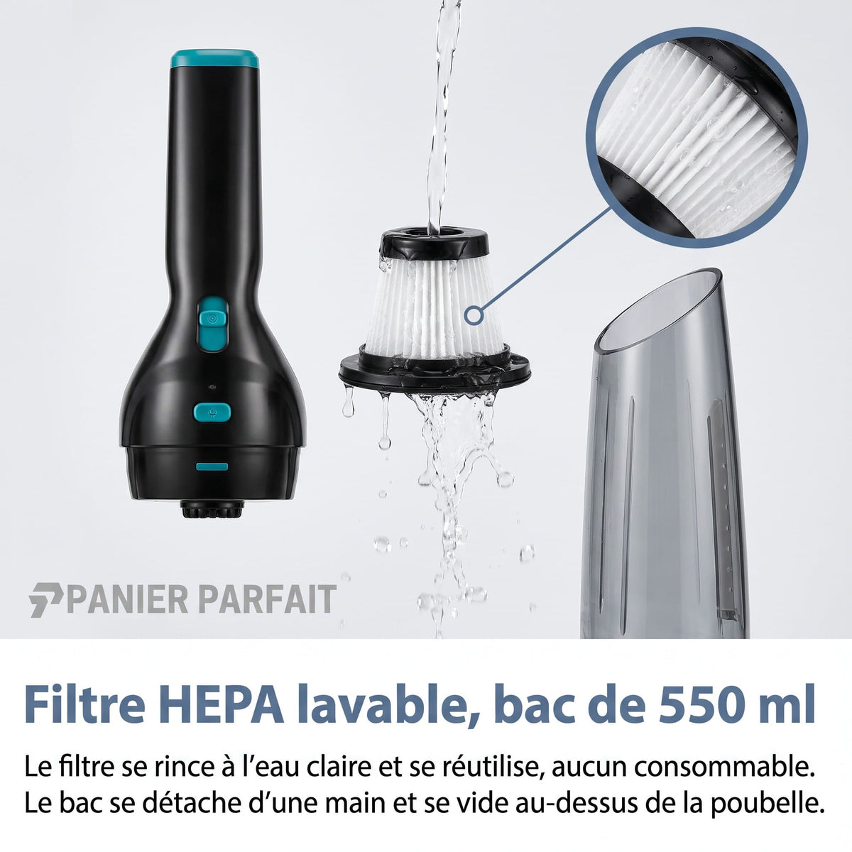 Aspirateur à main puissant sans fil avec station de recharge