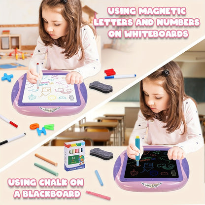 Tableau double face réversible ardoise et tableau avec accessoires