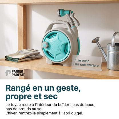 Tuyau d'arrosage rétractable avec enrouleur et pistolet multifonction