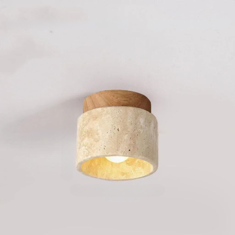 Lustre encastré en travertin pour hall et escalier