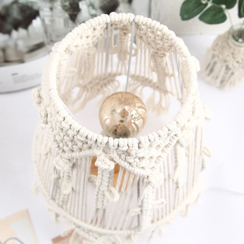 Lampe de table décorative en corde tissée pour éclairage ambiant
