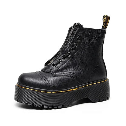 Bottes à plateforme élégantes en cuir véritable