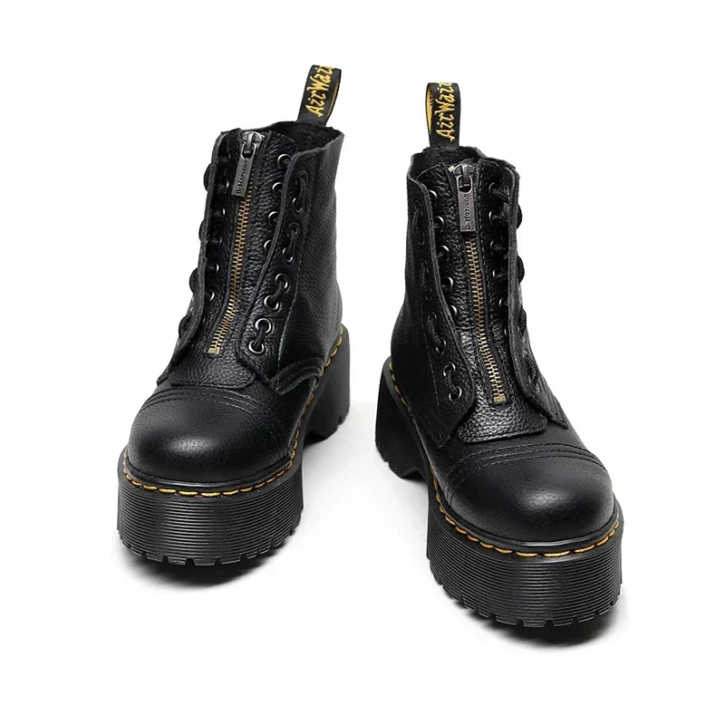 Bottes à plateforme élégantes en cuir véritable