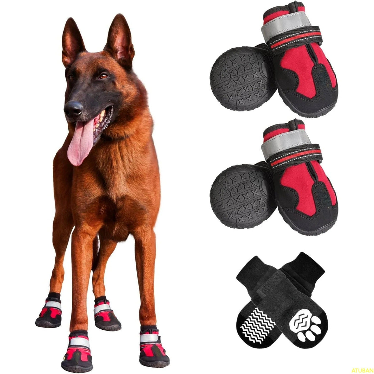 Bottes antidérapantes pour chien en caoutchouc