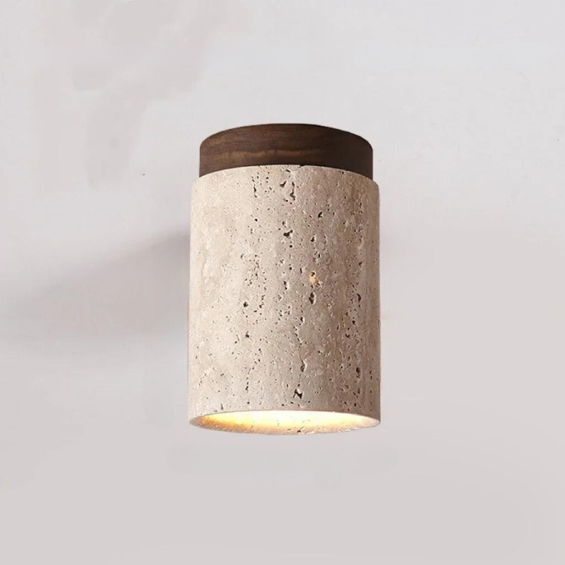 Lustre encastré en travertin pour hall et escalier
