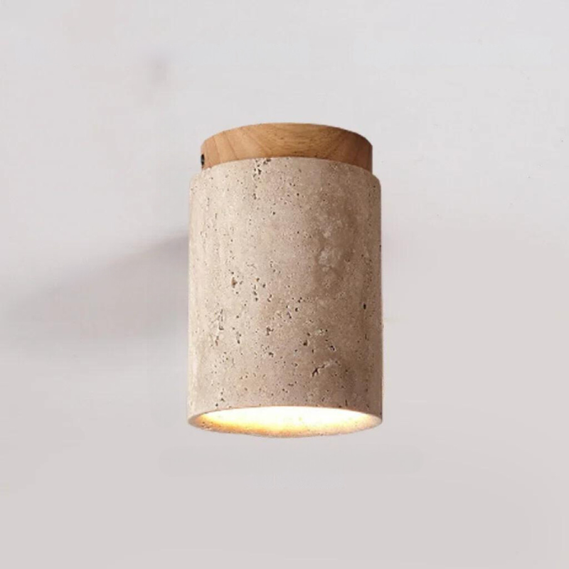 Lustre encastré en travertin pour hall et escalier