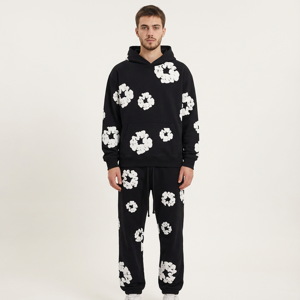 Sweat-shirt confortable à motif floral moderne