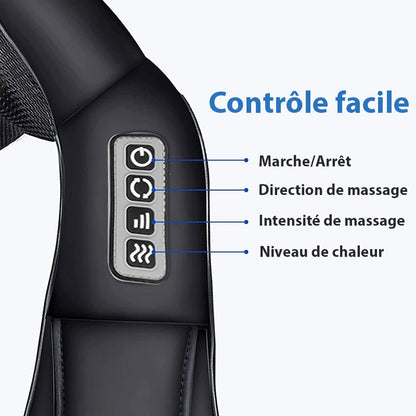 Masseur shiatsu 4D avec fonction chaleur pour cou et épaules