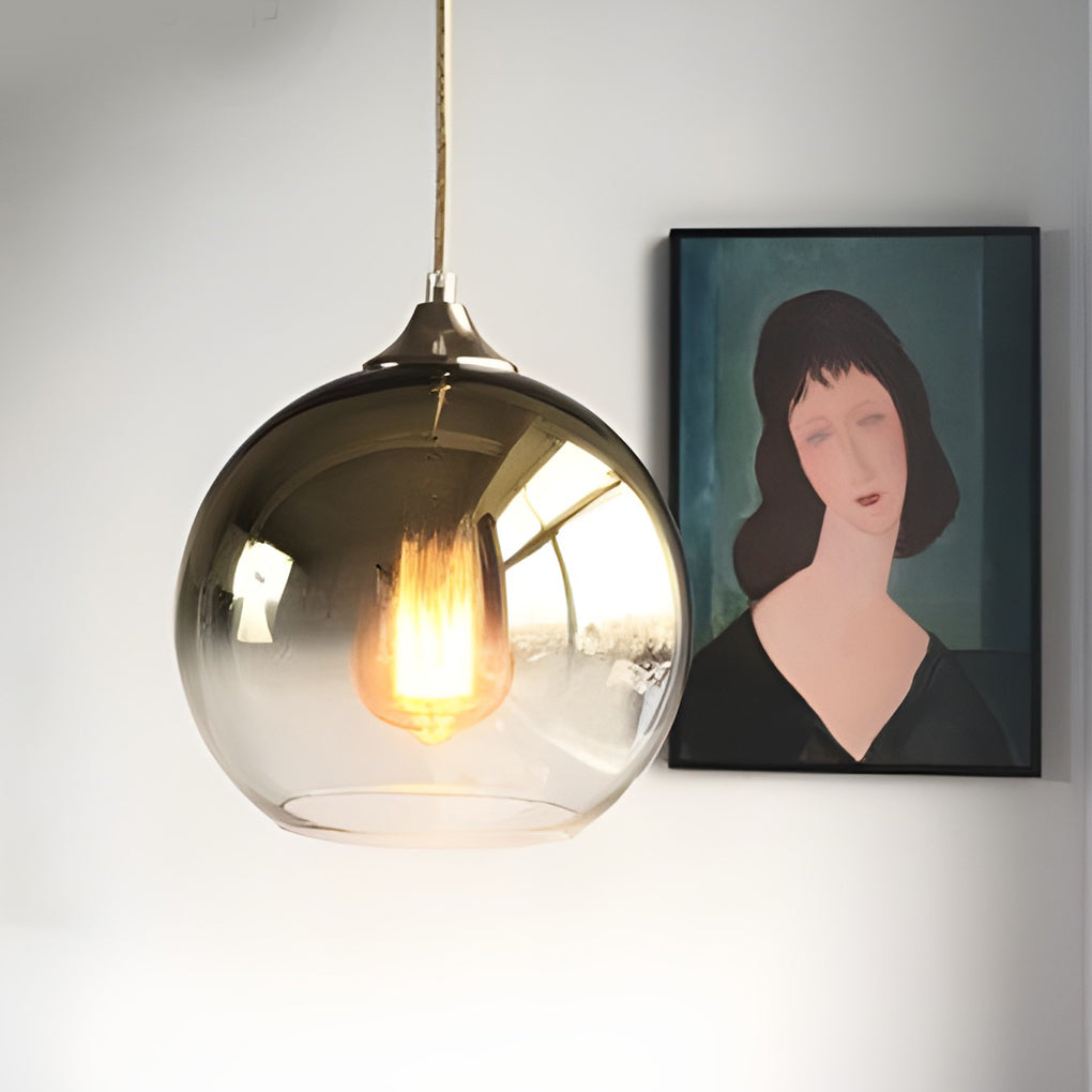 Suspension globe en verre avec éclairage LED moderne
