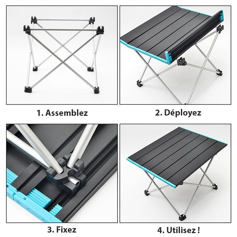 Table de camping pliante légère en aluminium robuste