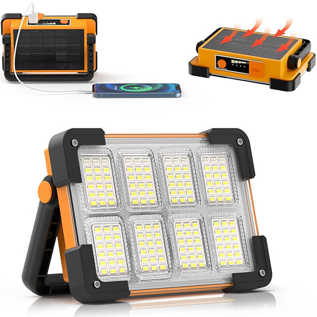 Projecteur LED rechargeable 100W avec powerbank solaire intégrée
