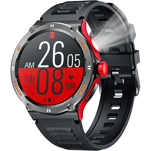 Sportliche Herren-Smartwatch mit HD-Display, GPS und Taschenlampe