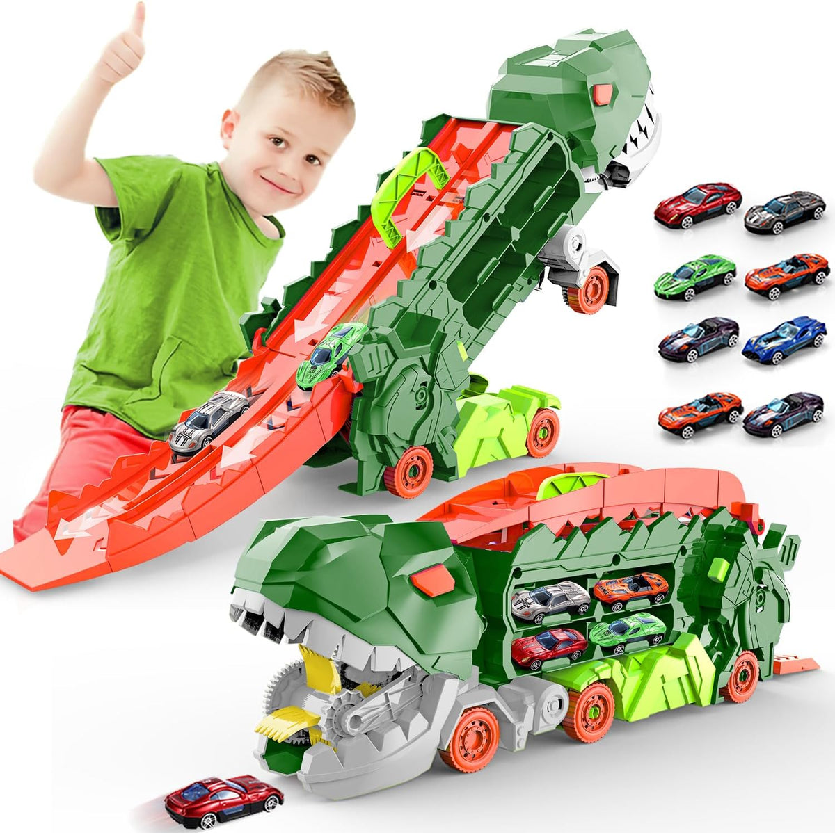 Circuit de course transformable avec camion et piste Dino