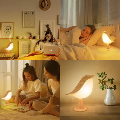 Lampe de nuit en bois à lumière douce oiseau décoratif