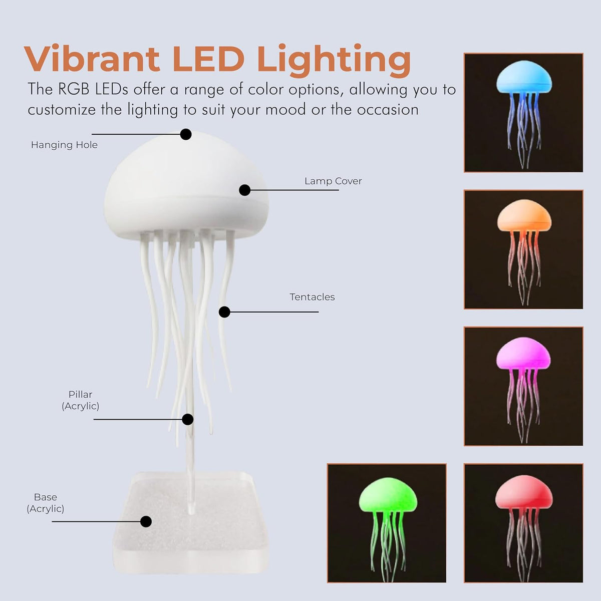Lampe suspension décorative LED effet méduse dansante