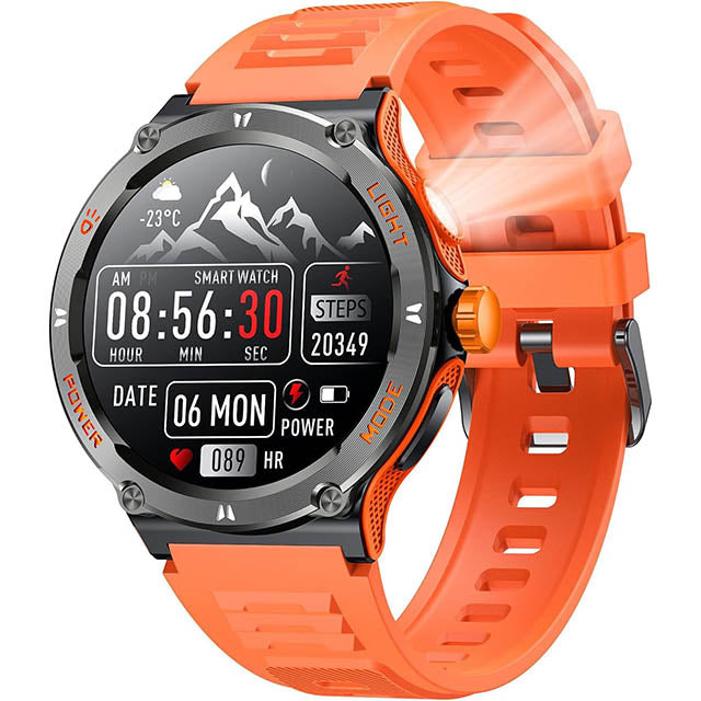 Sportliche Herren-Smartwatch mit HD-Display, GPS und Taschenlampe