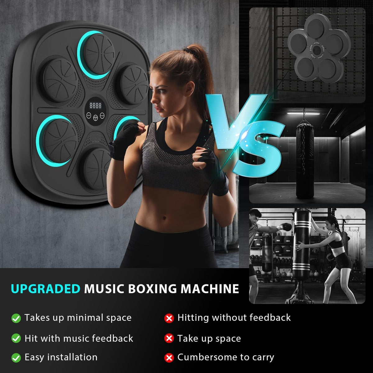 Machine de boxe murale musicale d'entraînement connecté