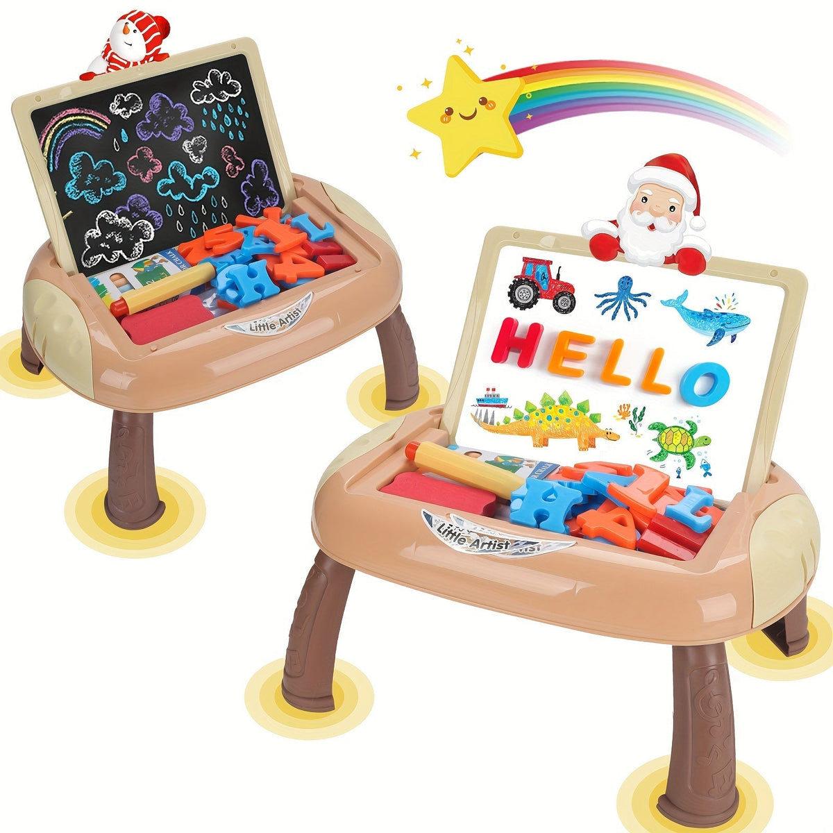 Tableau double face réversible ardoise et tableau avec accessoires