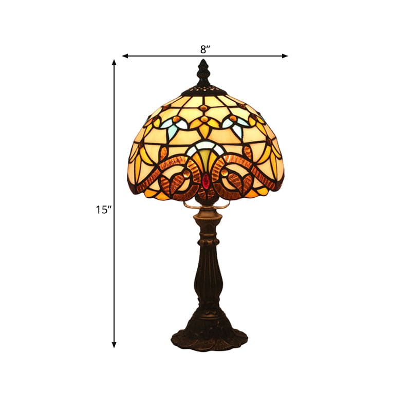 Lampe de table en verre motif Tiffany élégante