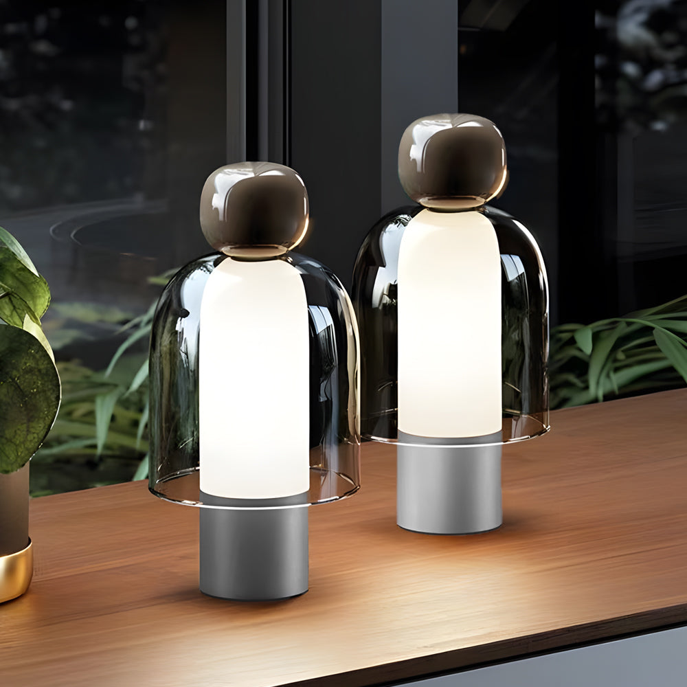 Elegante Schreibtischlampe aus Glas mit verstellbarer LED