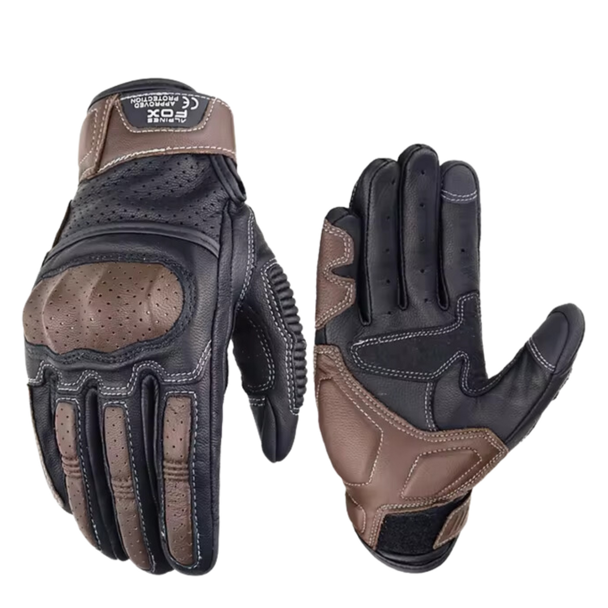 Gants de motocross en cuir vintage résistants