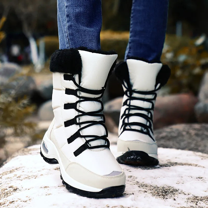 Bottes chaudes à lacets en textile isolant