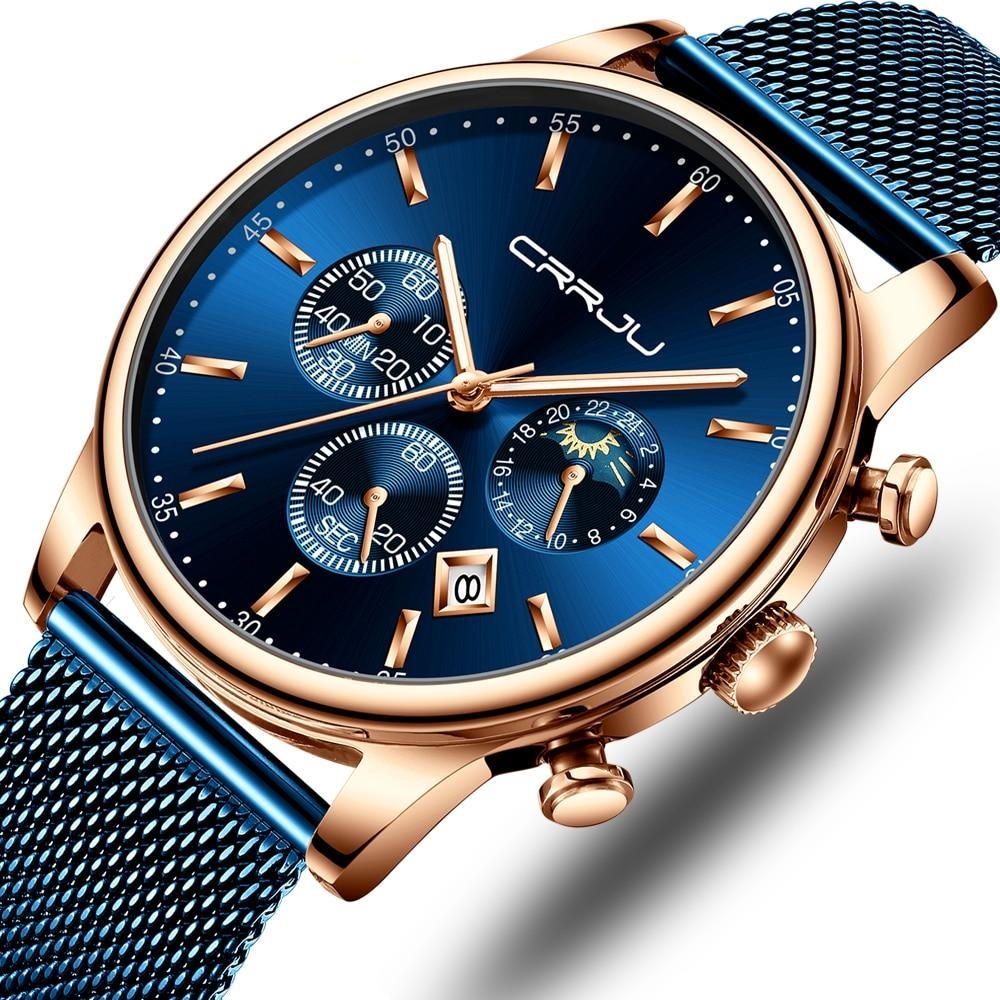 Montre chronographe à bracelet maille acier