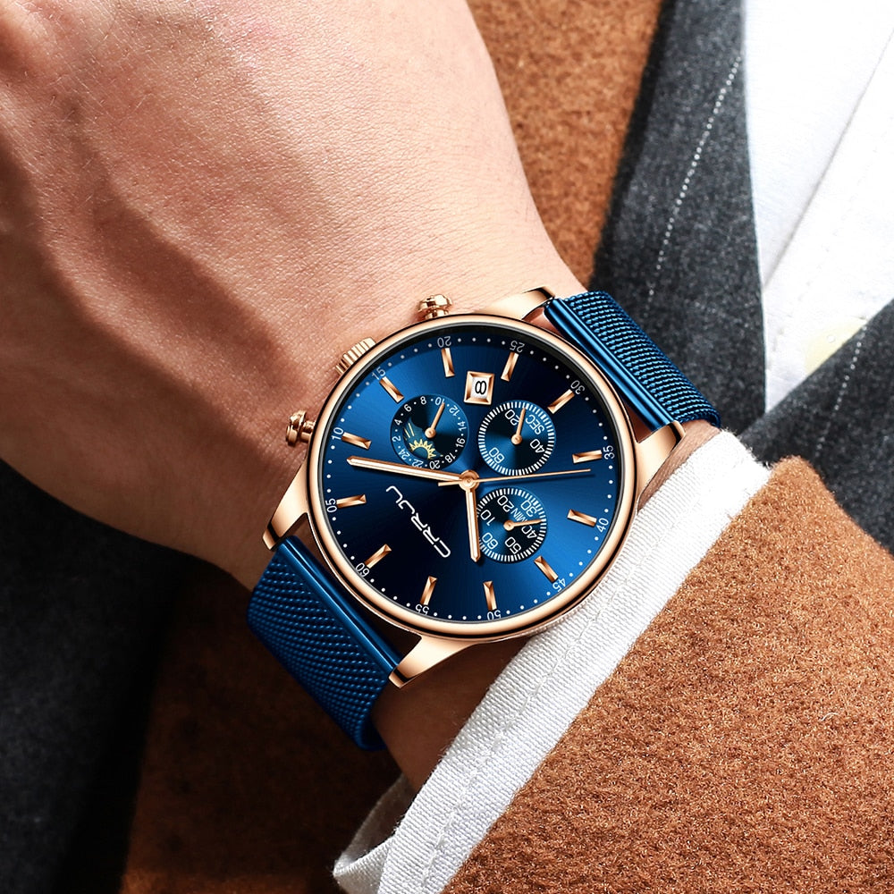 Montre chronographe à bracelet maille acier