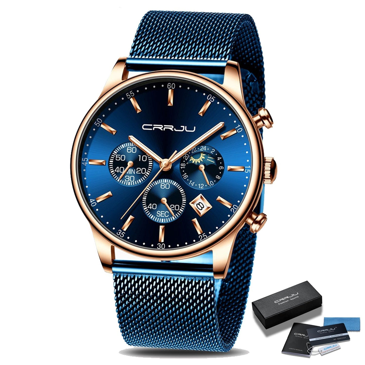 Montre chronographe à bracelet maille acier