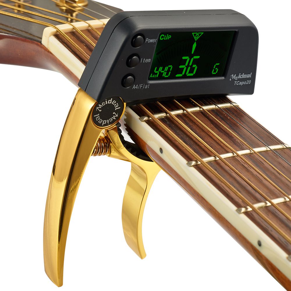 Capodastre réglable avec accordeur intégré pour guitare