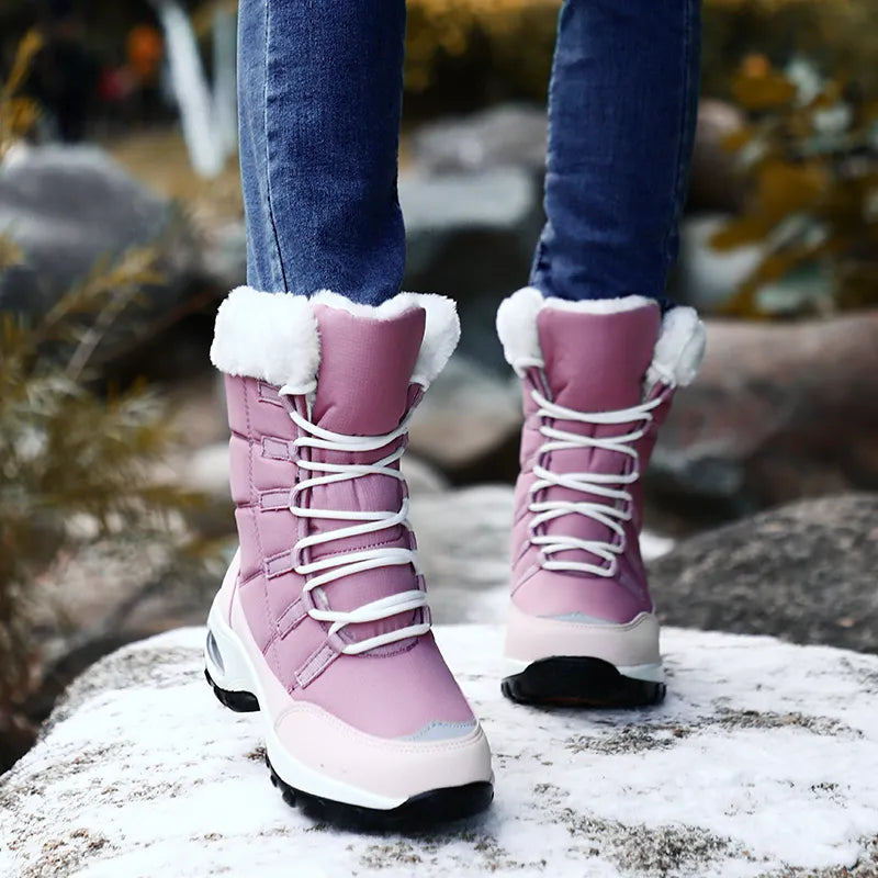 Bottes chaudes à lacets en textile isolant
