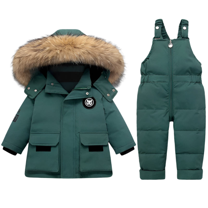 Ensemble manteau et combinaison isolants en tissu doux