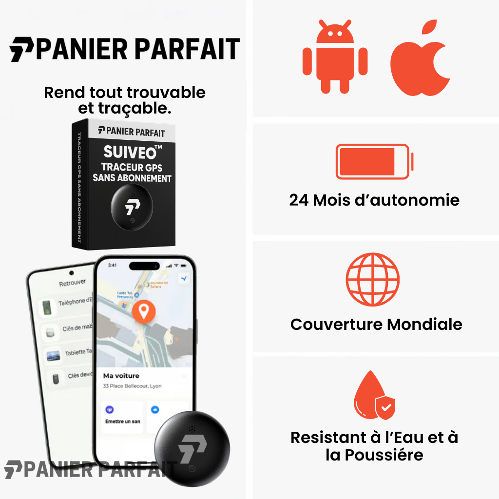 Traceur GPS vélo sans fil compatible Android iOS