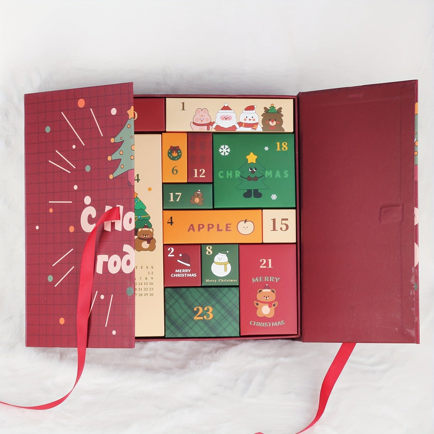 24-Tage Holz Adventskalender, wiederverwendbare Überraschungsbox für Zuhause