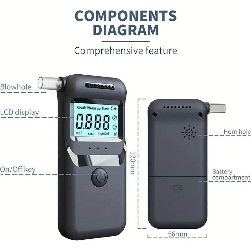 AlcoZen™ – Tragbarer elektronischer Alkoholtester mit präziser LCD-Anzeige