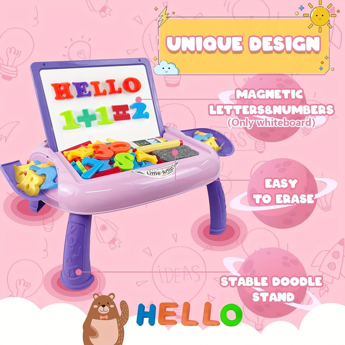Tableau double face réversible ardoise et tableau avec accessoires
