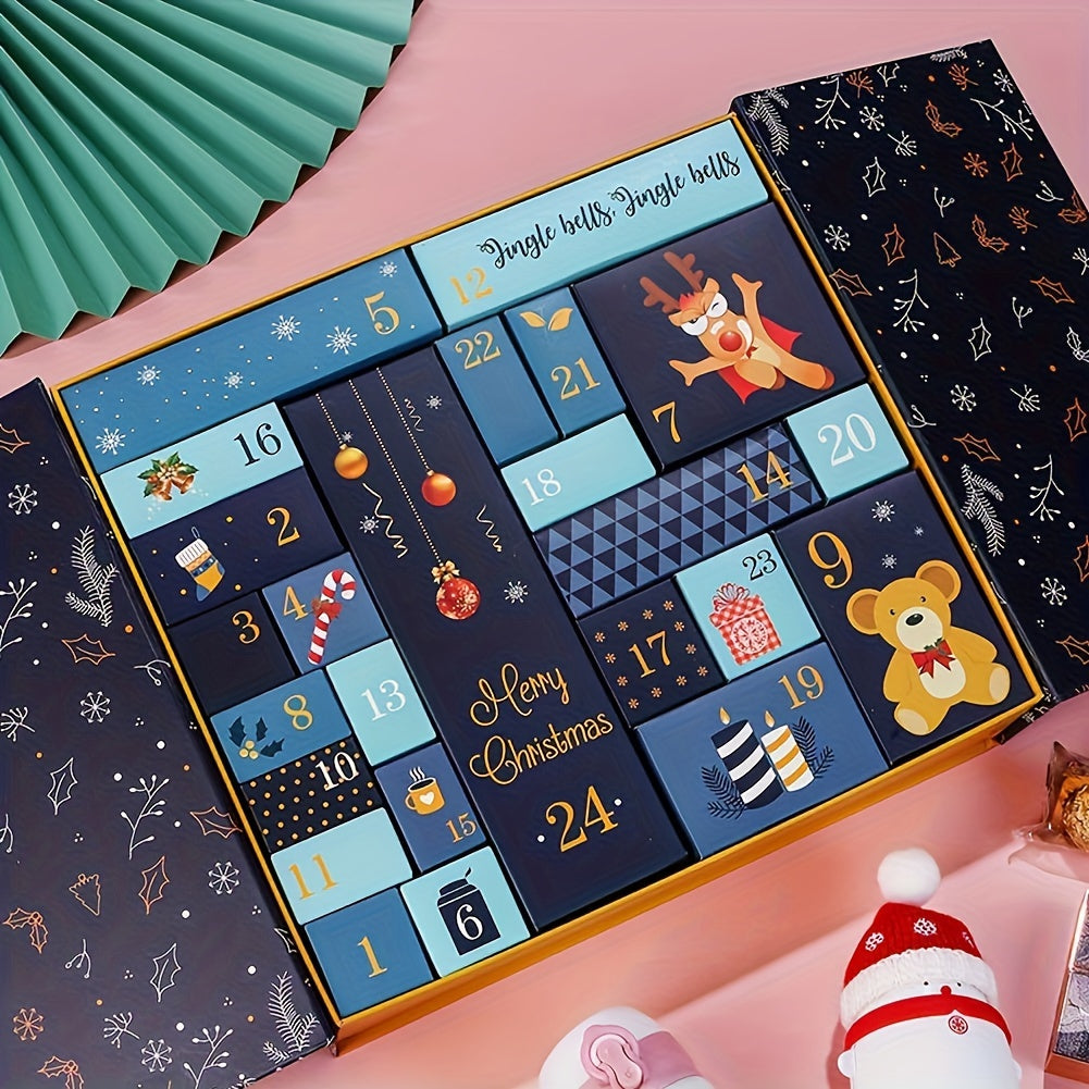 24-Tage Holz Adventskalender, wiederverwendbare Überraschungsbox für Zuhause