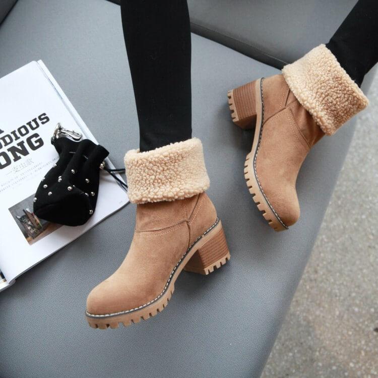 Bottes de neige isolantes en fourrure d'hiver
