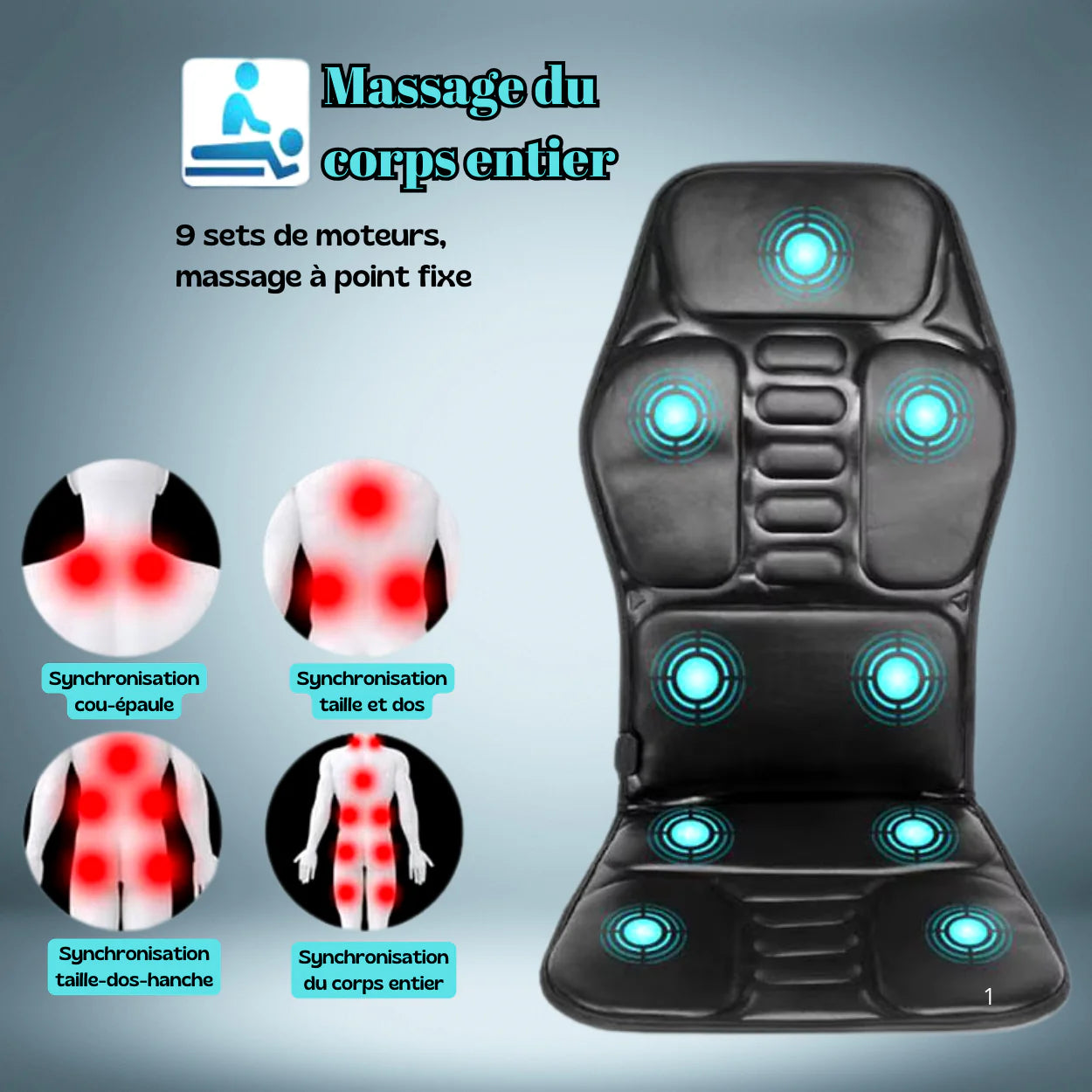Beheiztes Shiatsu-Massagekissen mit 8 Modi